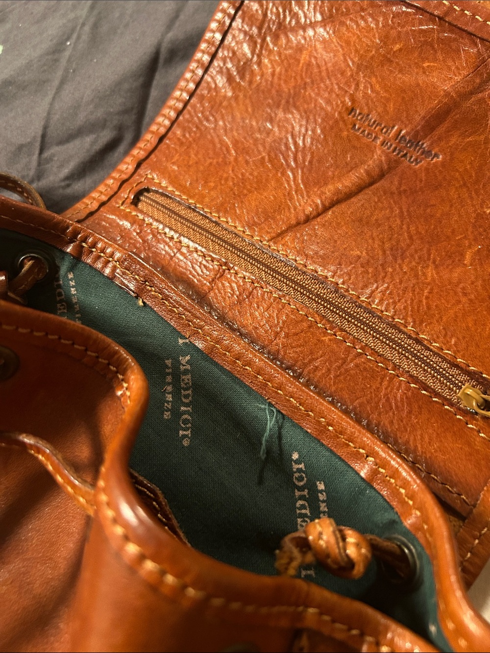 Italian Vintage Leather Backpack - Picture 7 of 11